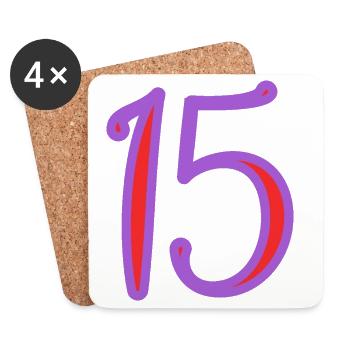 15. 15 JAHRE. 15-JÄHRIGES JUBILÄUM. 15-JÄHRIGES JUBILÄUM. - Untersetzer (4er-Set) - Weiß - Vorne
