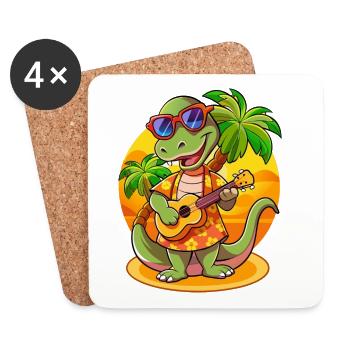 Drôle Serpent Dessin Animé Plage D’été Lunettes De Soleil Guitare - Dessous de verre (lot de 4) - blanc - Devant