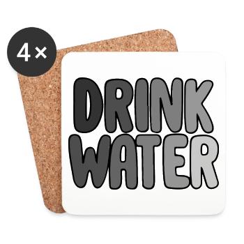 Drink water - Coasters (set of 4) - white - Front