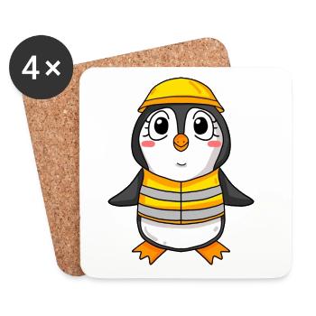Topping out penguin house building house building gift - Coasters (set of 4) - white - Front