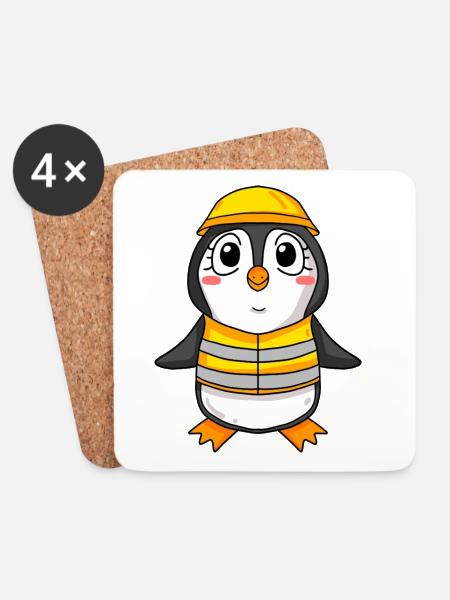 Richtfest Pinguin Hausbau Haus bauen Geschenk - Untersetzer (4er-Set) - Weiß