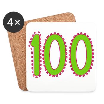 100. 100 YEARS. 100th ANNIVERSARY. BIRTHDAY 100 - Coasters (set of 4) - white - Front