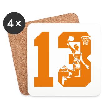 NUMBER 13 BASKETBALL 13TH BIRTHDAY - Coasters (set of 4) - white - Front