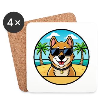 Alano Español Hunderasse Cartoon Sonnenbrille Strand - Untersetzer (4er-Set) - Weiß - Vorne