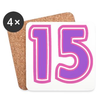 15. 15 ANS. 15e ANNIVERSAIRE. ANNIVERSAIRE 15 ANS. - Dessous de verre (lot de 4) - blanc - Devant