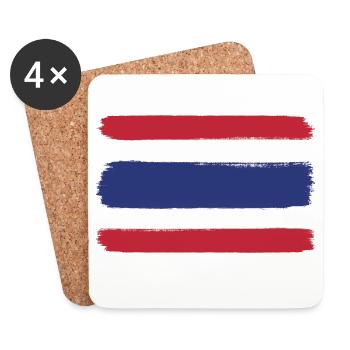 Drapeau de la Thaïlande look utilisé - Dessous de verre (lot de 4) - blanc - Devant