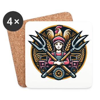 Girl from the village logo - Coasters (set of 4) - white - Front