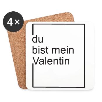 du bist mein valentin - neu - Untersetzer (4er-Set) - Weiß - Vorne