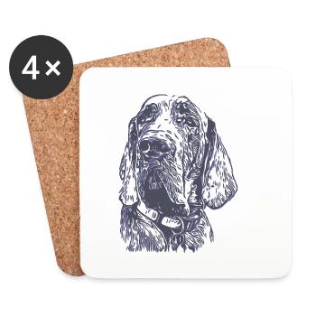Hundekuscheln in Linienkunst - Untersetzer (4er-Set) - Weiß - Vorne