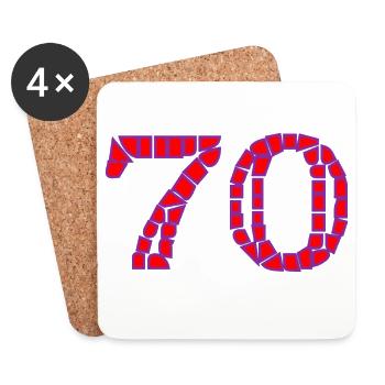 70. 70 ANS. 70e ANNIVERSAIRE. ANNIVERSAIRE 70 ANS. - Dessous de verre (lot de 4) - blanc - Devant