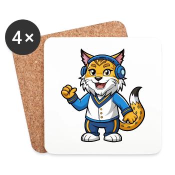 Luchs Lustige Zeichentrickfigur Kopfhörermusik - Untersetzer (4er-Set) - Weiß - Vorne