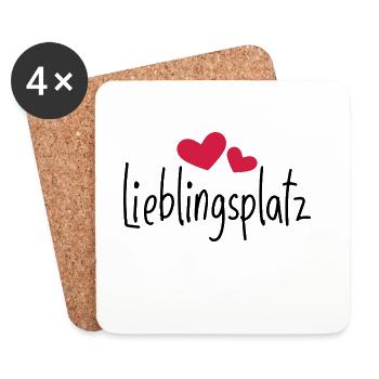 Lieblingsplatz Kissen mit Herz - Untersetzer (4er-Set) - Weiß - Vorne