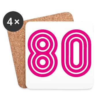 80. 80 JAHRE. 80-JÄHRIGES JUBILÄUM. 80. GEBURTSTAG. - Untersetzer (4er-Set) - Weiß - Vorne