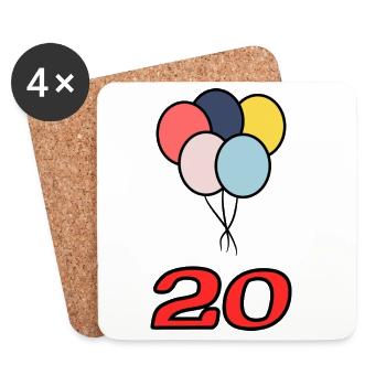 20. 20 YEARS. 20th ANNIVERSARY. 20 YEARS ANNIVERSARY. - Coasters (set of 4) - white - Front