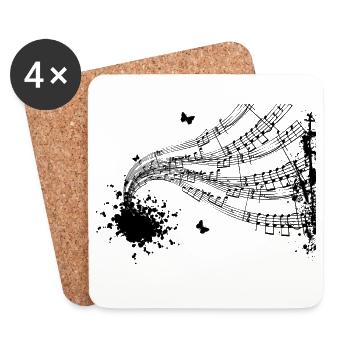 Musique Musique musiciens Clé de partition - Dessous de verre (lot de 4) - blanc - Devant