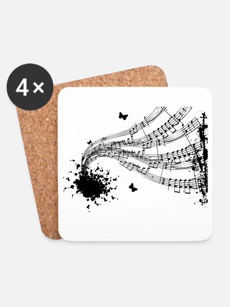 Musiknoten Musik Musiker Notenschlüssel Noten - Untersetzer (4er-Set) - Weiß