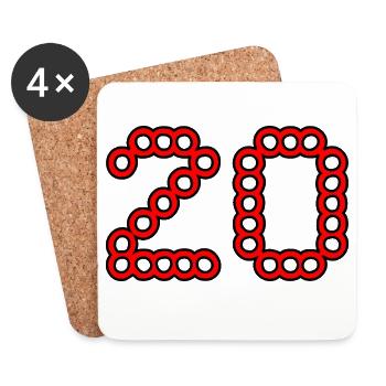 20. 20 YEARS. 20th ANNIVERSARY. 20 YEARS ANNIVERSARY. - Coasters (set of 4) - white - Front