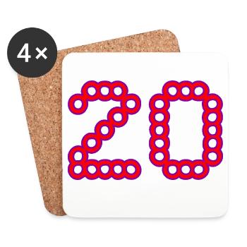 20. 20 YEARS. 20th ANNIVERSARY. 20 YEARS ANNIVERSARY. - Coasters (set of 4) - white - Front