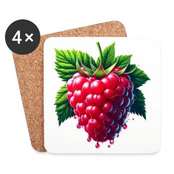 Runny leafy raspberry - Coasters (set of 4) - white - Front