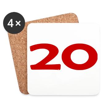 20. 20 JAHRE. 20-JÄHRIGES JUBILÄUM. 20-JÄHRIGES JUBILÄUM. - Untersetzer (4er-Set) - Weiß - Vorne