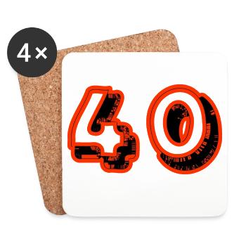 40. 40 JAHRE. 40-JÄHRIGES JUBILÄUM. 40-JÄHRIGES JUBILÄUM. - Untersetzer (4er-Set) - Weiß - Vorne