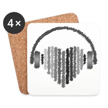 Heart Shape Headphone Design - Coasters (set of 4) - white - Front