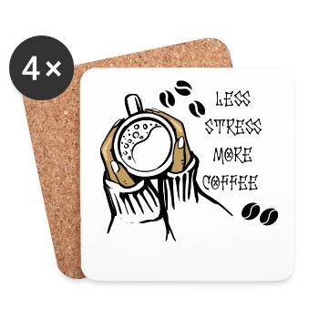 Weniger Stress Mehr Kaffee - Untersetzer (4er-Set) - Weiß - Vorne