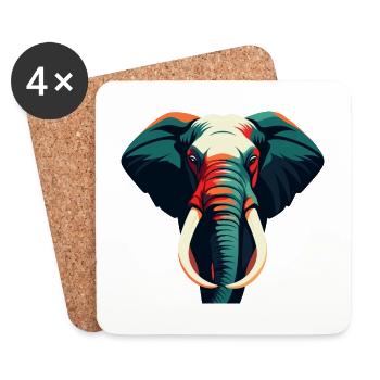 Elephant Cartoon Character Colorful Pet Animal - Coasters (set of 4) - white - Front