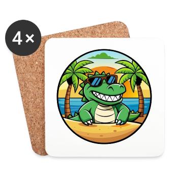 Krokodil Lustige Cartoon Sommer Strand Sonnenbrille - Untersetzer (4er-Set) - Weiß - Vorne