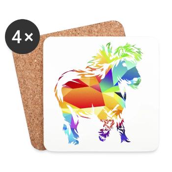 Zotteliges Shetlandpony Pferdemädchen - Untersetzer (4er-Set) - Weiß - Vorne