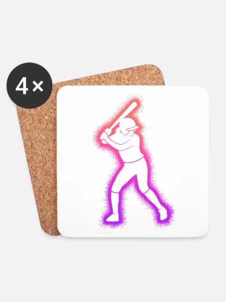 Baseball Spielerin Frauen Kinder Baseballspielerin - Untersetzer (4er-Set) - Weiß
