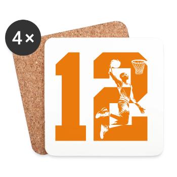 NUMBER 12 BASKETBALL 12TH BIRTHDAY - Coasters (set of 4) - white - Front