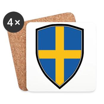 SWEDEN FLAG SHIELD - Untersetzer (4er-Set) - Weiß - Vorne