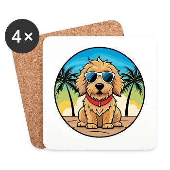 Cockapoo Hunderasse Cartoon Sonnenbrille Strand - Untersetzer (4er-Set) - Weiß - Vorne