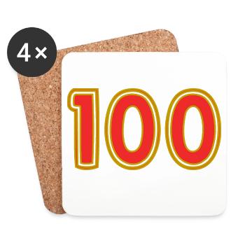 100. 100 YEARS. 100th ANNIVERSARY. BIRTHDAY 100 - Coasters (set of 4) - white - Front