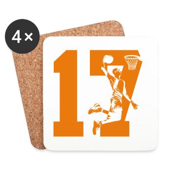 NUMBER 17 BASKETBALL 17TH BIRTHDAY - Coasters (set of 4) - white - Front