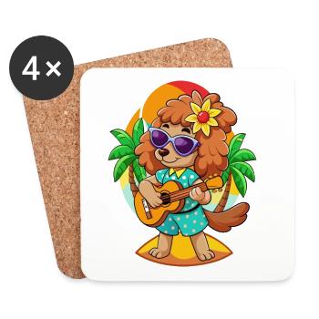 Lustige Pudel Hund Cartoon Sommer Strand Sonnenbrille - Untersetzer (4er-Set) - Weiß - Vorne