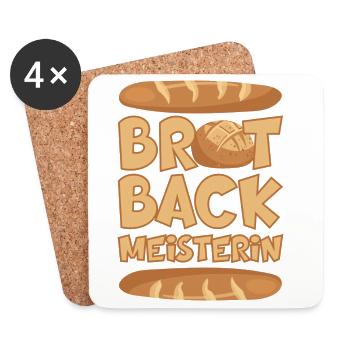 BROT BACKMEISTERIN BROT BACKEN BÄCKERIN - Untersetzer (4er-Set) - Weiß - Vorne