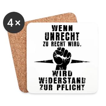 Widerstand ist Pflicht – Statement-Shirt - Untersetzer (4er-Set) - Weiß - Vorne