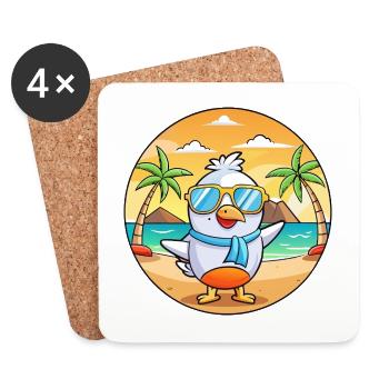 Möwe Lustige Cartoon Sommer Strand Sonnenbrille - Untersetzer (4er-Set) - Weiß - Vorne