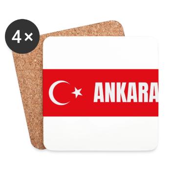 Ankara City in türkischer Flagge - Untersetzer (4er-Set) - Weiß - Vorne