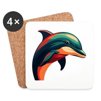 Delfin Cartoon Figur Buntes Haustier Tier - Untersetzer (4er-Set) - Weiß - Vorne