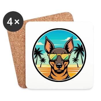 Manchester Terrier Hunderasse Cartoon Sonnenbrille - Untersetzer (4er-Set) - Weiß - Vorne