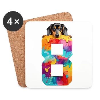 HUND 8 JAHRE DACKEL 8. GEBURTSTAG - Untersetzer (4er-Set) - Weiß - Vorne
