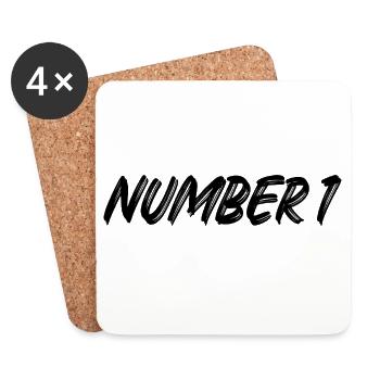 Numéro 1 - un - premier - premier - 1 - numéro 1 - Dessous de verre (lot de 4) - blanc - Devant