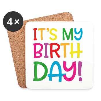 c'est mon anniversaire - Dessous de verre (lot de 4) - blanc - Devant