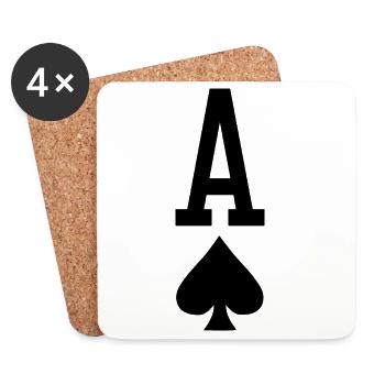 Poker Playing Card - Ace of Spades - Coasters (set of 4) - white - Front