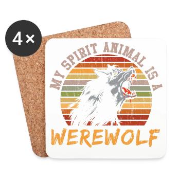 Mein Geistes Tier ist Werwolf - Untersetzer (4er-Set) - Weiß - Vorne