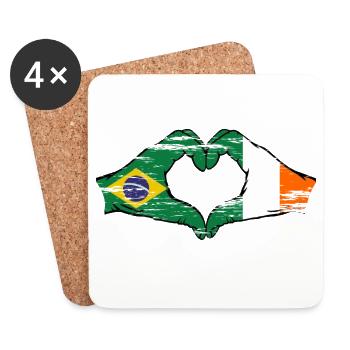 Brésil Irlande Drapeau Aiguilles Coeur Forme Utilisé - Dessous de verre (lot de 4) - blanc - Devant