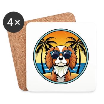 Cavalier King Charles Spaniel Race Chien Dessin animé - Dessous de verre (lot de 4) - blanc - Devant